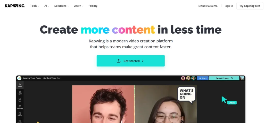 Ücretsiz AI Video Oluşturma Platformları 7 Kapwing